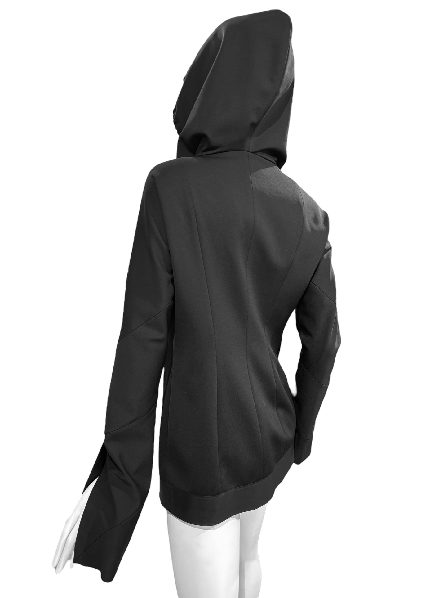 ILARIA NISTRI 2010s BLACK ASYMMETRICAL HOODED JACKET