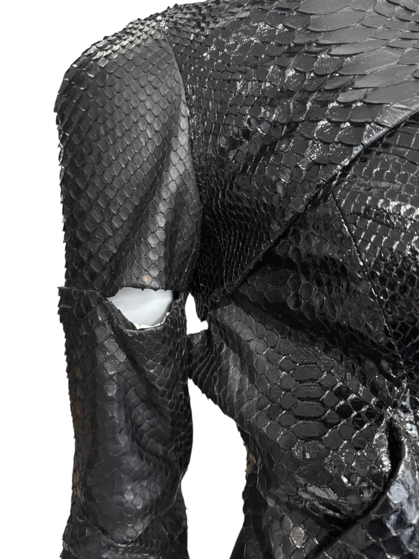 GUCCI SS2010 BY FRIDA GIANNINI BLACK PYTHON LEATHER CUT OUT JACKET