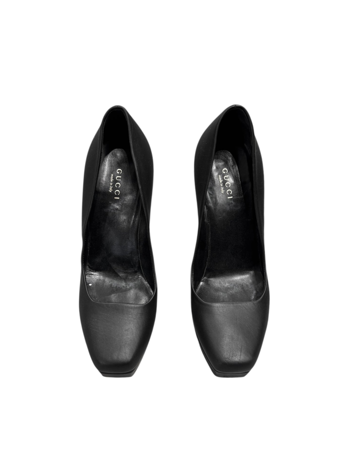 GUCCI FW2007 BY FRIDA GIANNINI BLACK LEATHER PLATFORM STILETTO HEELS