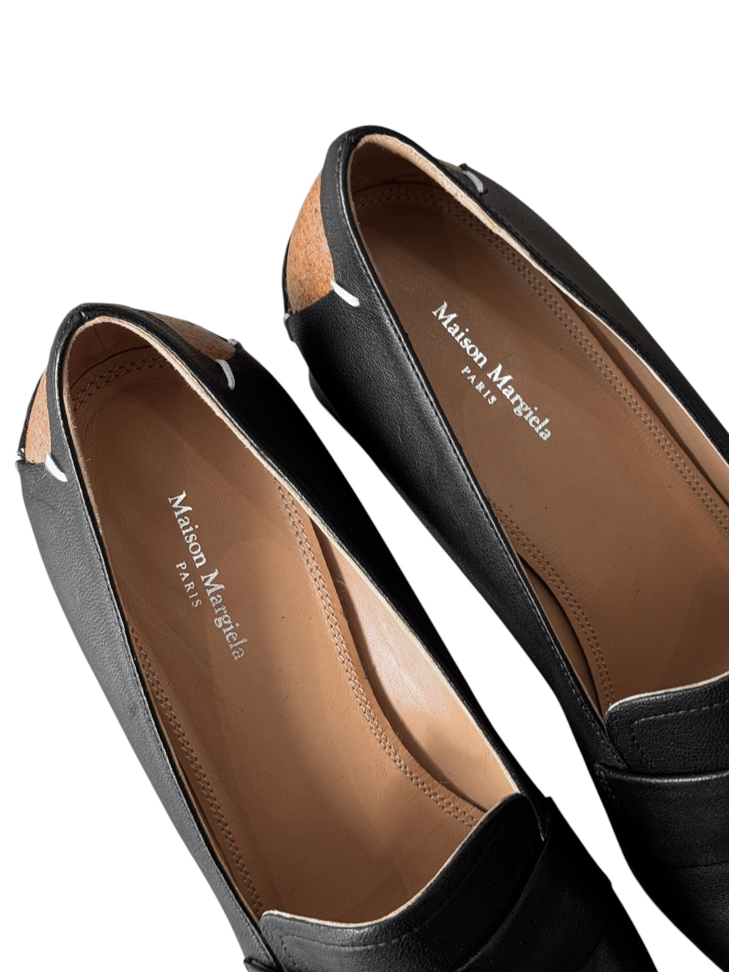 MAISON MARGIELA 2020s BLACK LEATHER 4 STITCHES LOAFERS HEELS