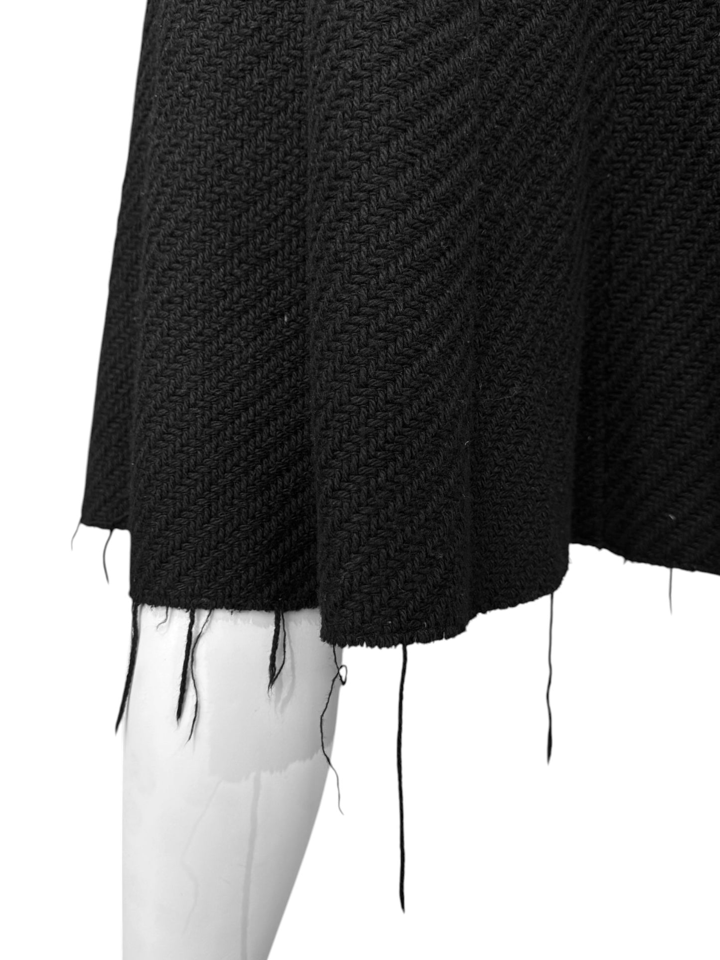 A.F. VANDEVORST 2000s BLACK KNIT RAW MIDI SKIRT