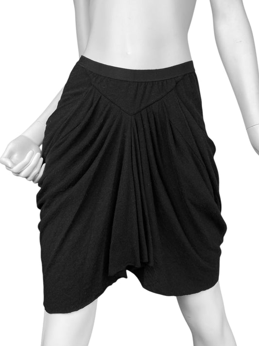 RICK OWENS LILIES 2010s BLACK DRAPED MINI SKIRT