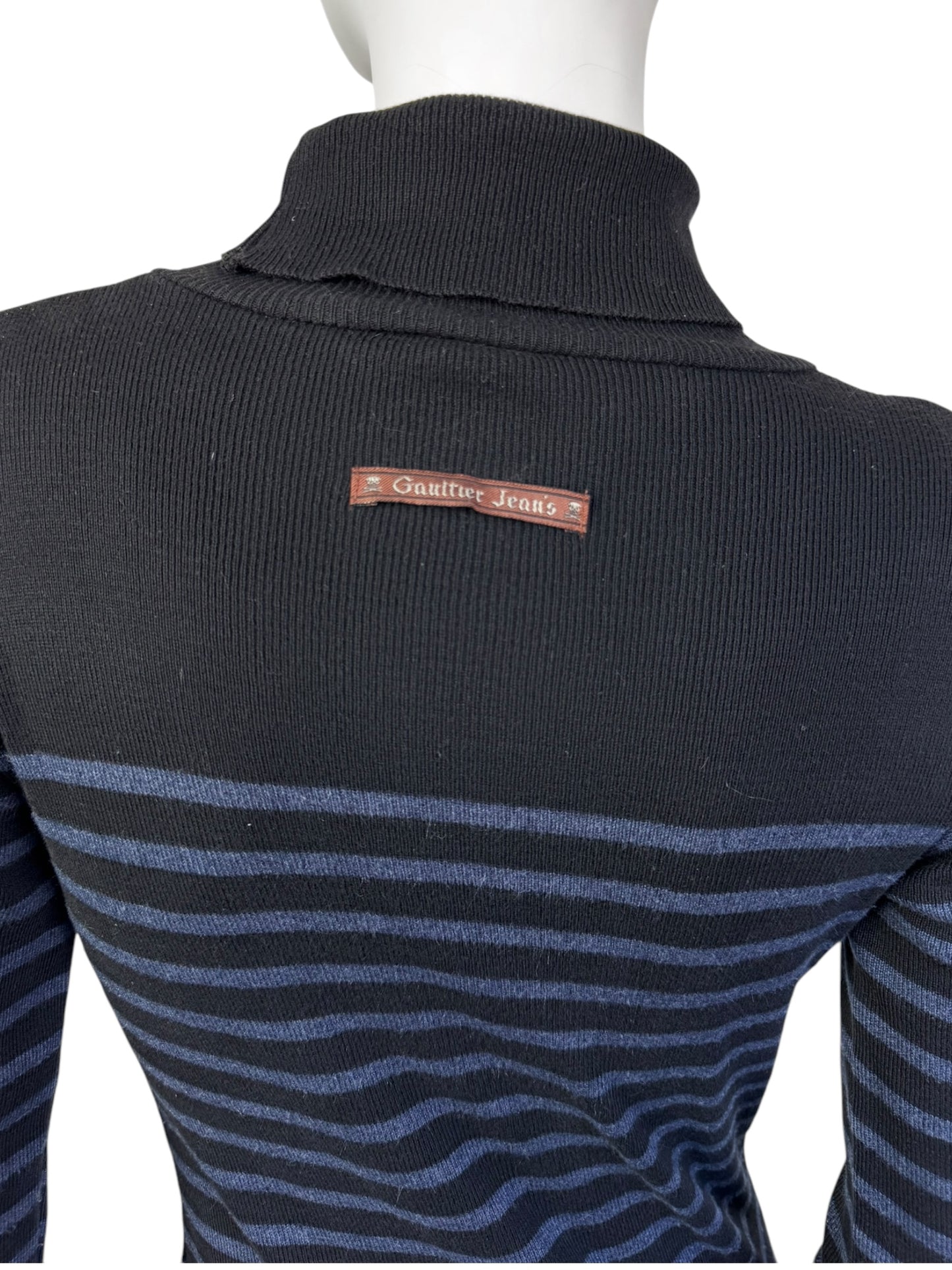 JEAN PAUL GAULTIER 1990s BLACK & BLUE STRIPED SAILOR MAXI DRESS