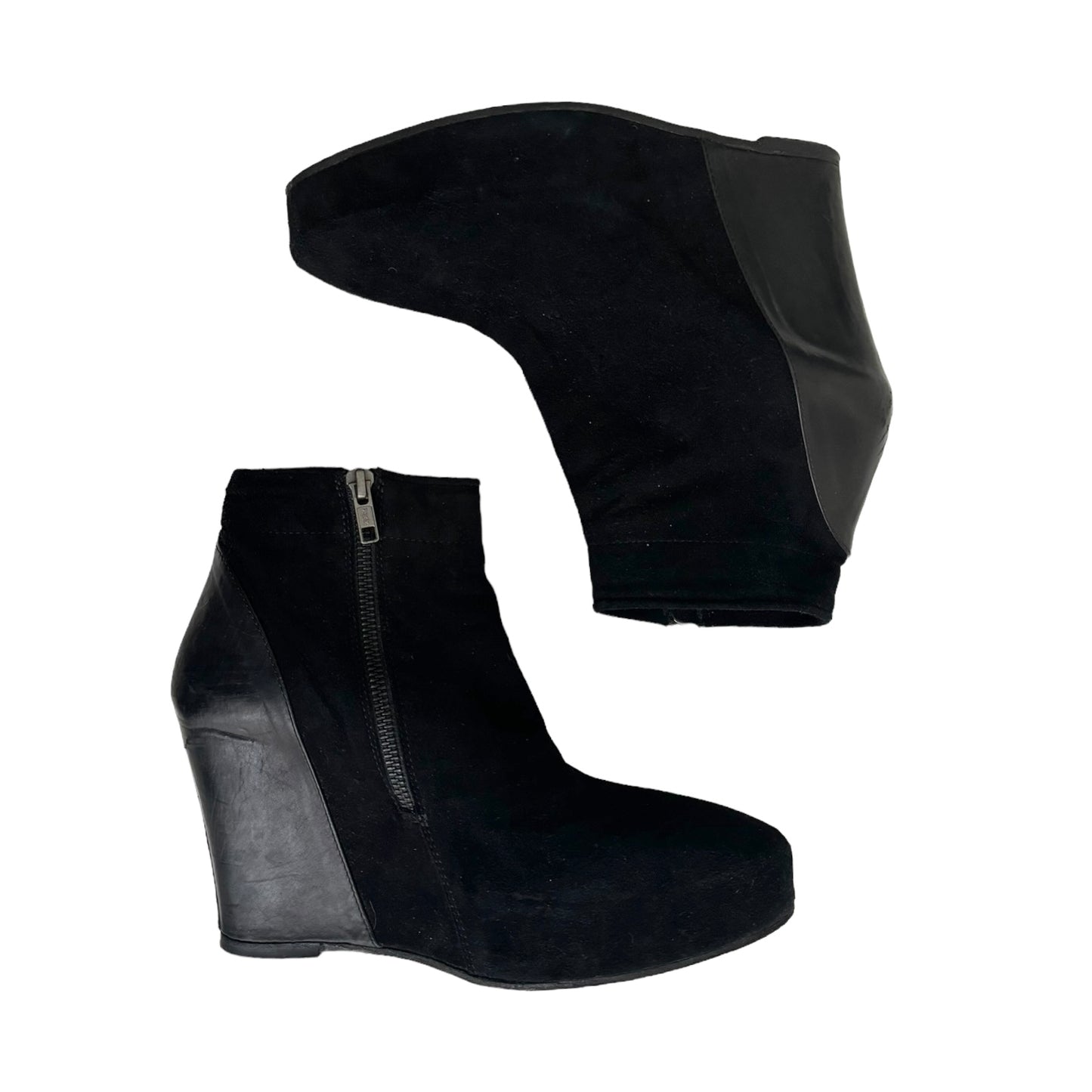 ANN DEMEULEMEESTER SS2011 BLACK LEATHER WEDGE ANKLE BOOTS