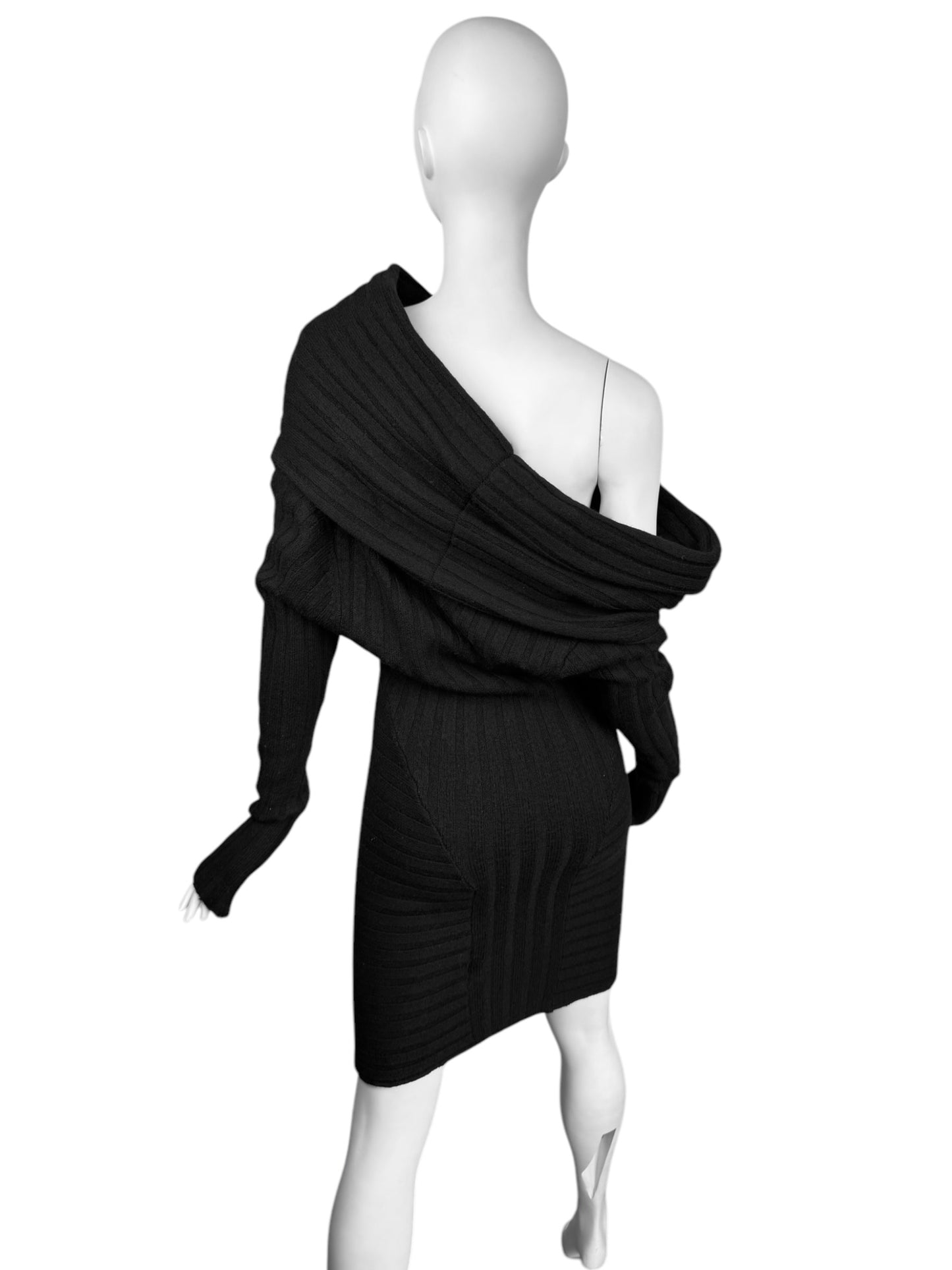 PLEIN SUD JEANIUS 2000s BLACK WOOL MULTI-WAY MINI DRESS