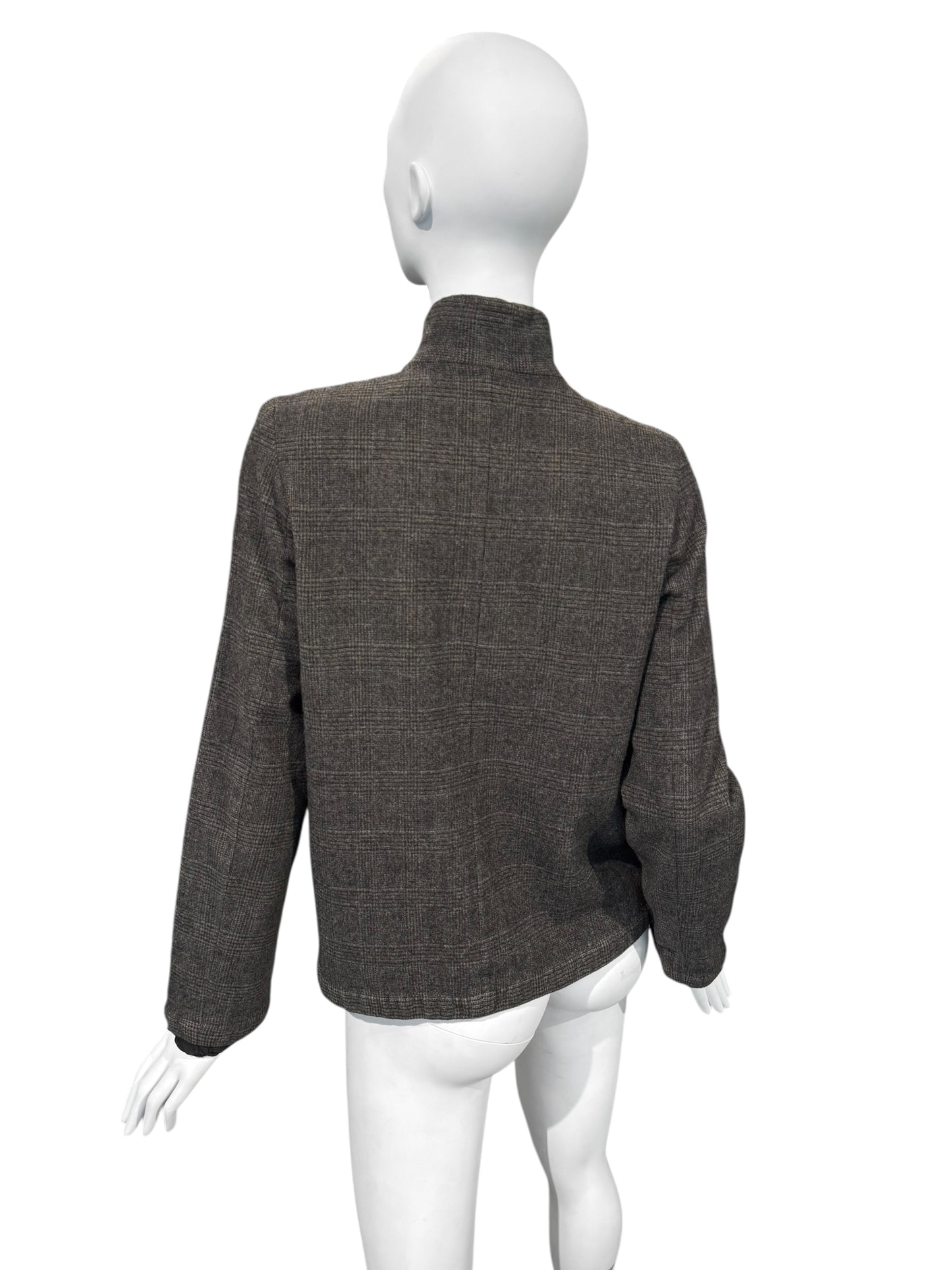 SHIRIN GUILD 1990s BROWN WOOL PRINCE OF WALES JACKET