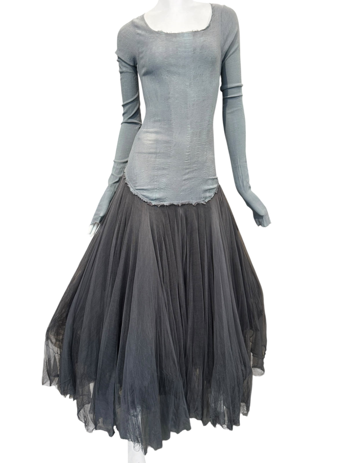 MARC LE BIHAN 2020s GREY SILK BALLERINA MAXI DRESS