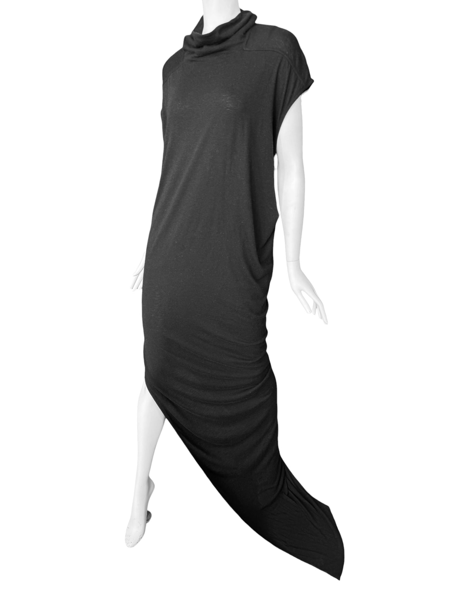 RICK OWENS FW2024 ‘PORTERVILLE’ BLACK SLIT MAXI DRESS