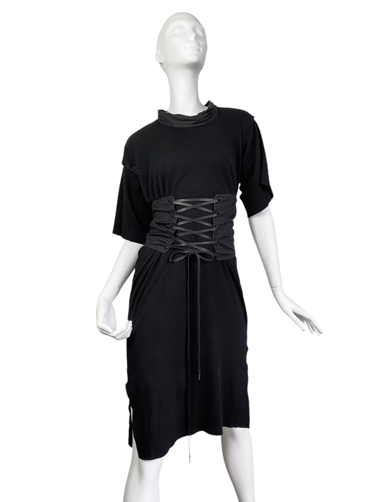 VIVIENNE WESTWOOD ANGLOMANIA FW2018 BLACK CORSETED T-SHIRT DRESS