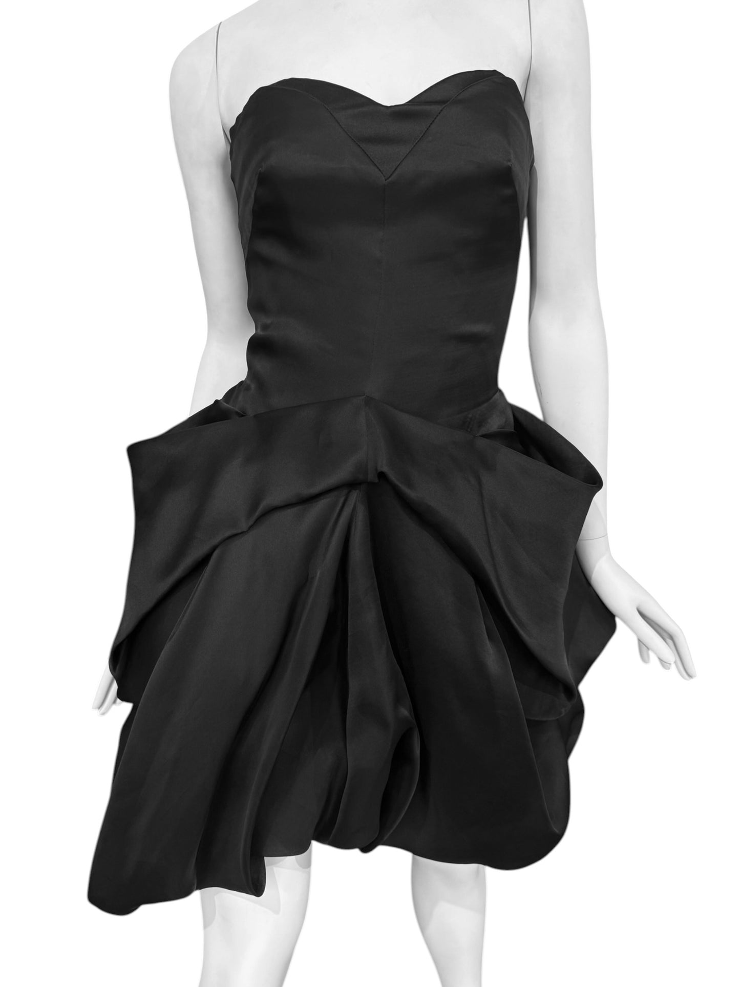 ALEXANDER MCQUEEN SS2009 «NATURAL DIS-TINCTION UN-NATURAL SELECTION» BLACK SILK BUSTIER MINI DRESS