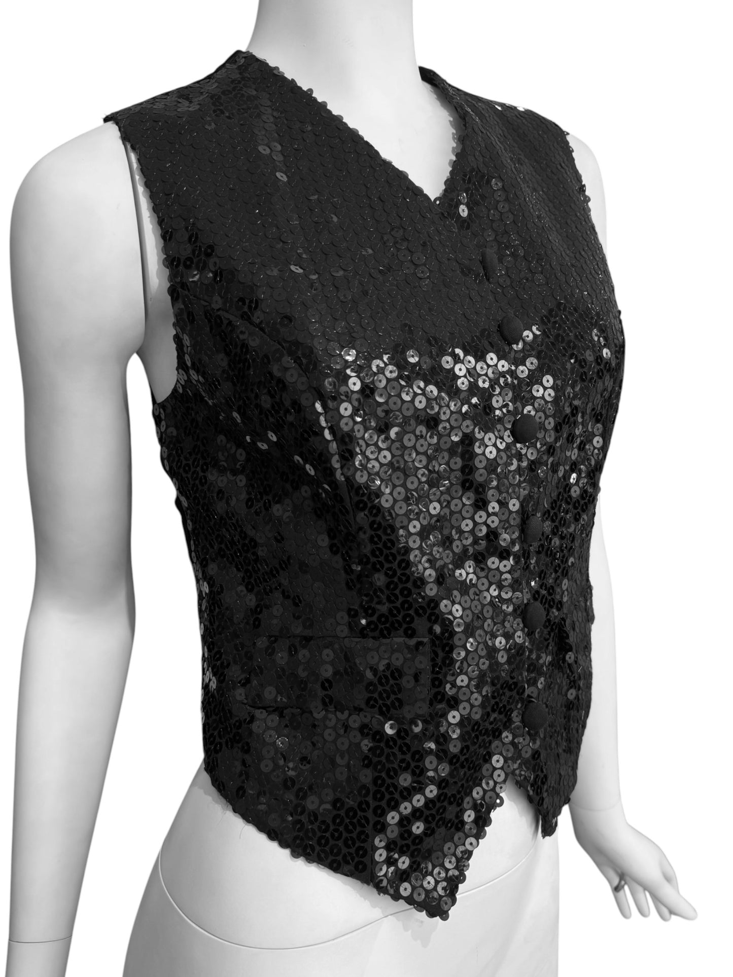 KATHARINE HAMNETT 1998 BLACK SEQUINS VEST