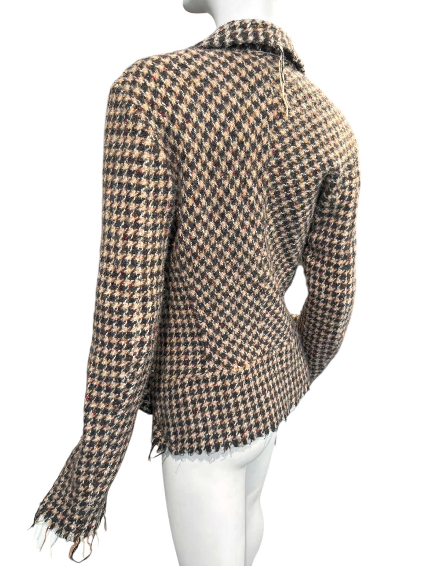 JUNYA WATANABE FW2003 BROWN WOOL HOUNDSTOOTH TWEED BOW BLAZER