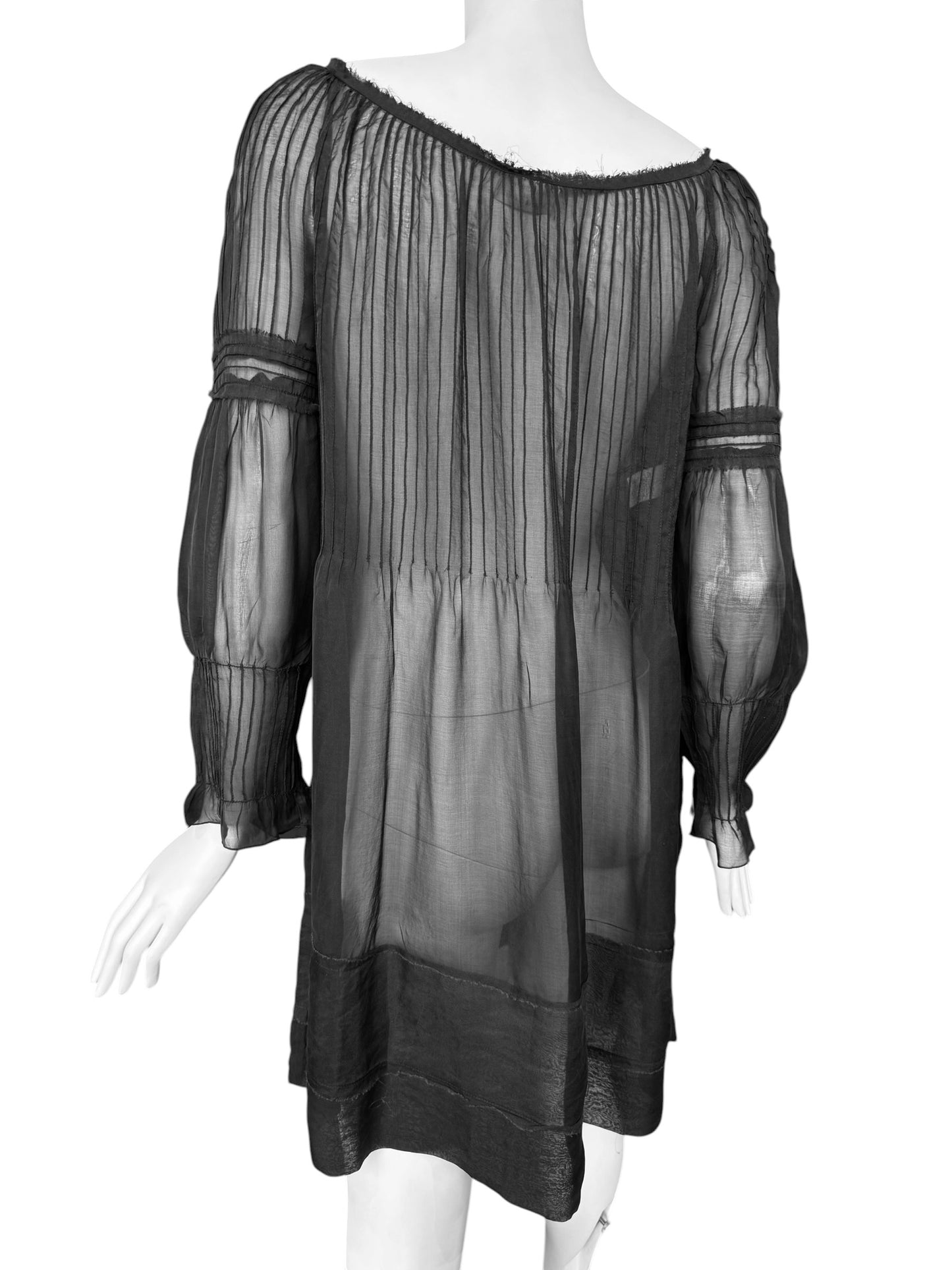 PHILOSOPHY DI ALBERTA FERRETTI 2000s BLACK SILK SHEER MINI DRESS
