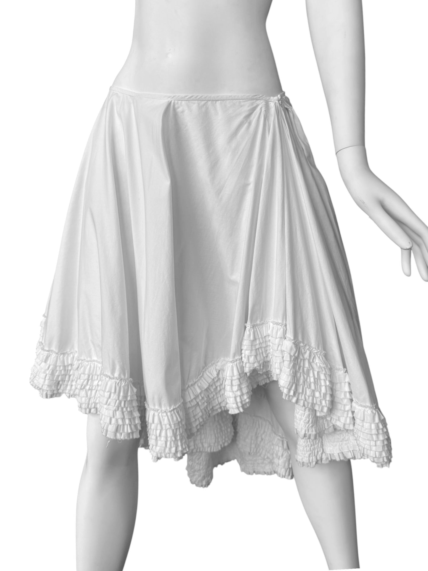 ALEXANDER MCQUEEN SS2002 ‘THE DANCE OF THE TWISTED BULL’ WHITE RUFFLES MIDI SKIRT