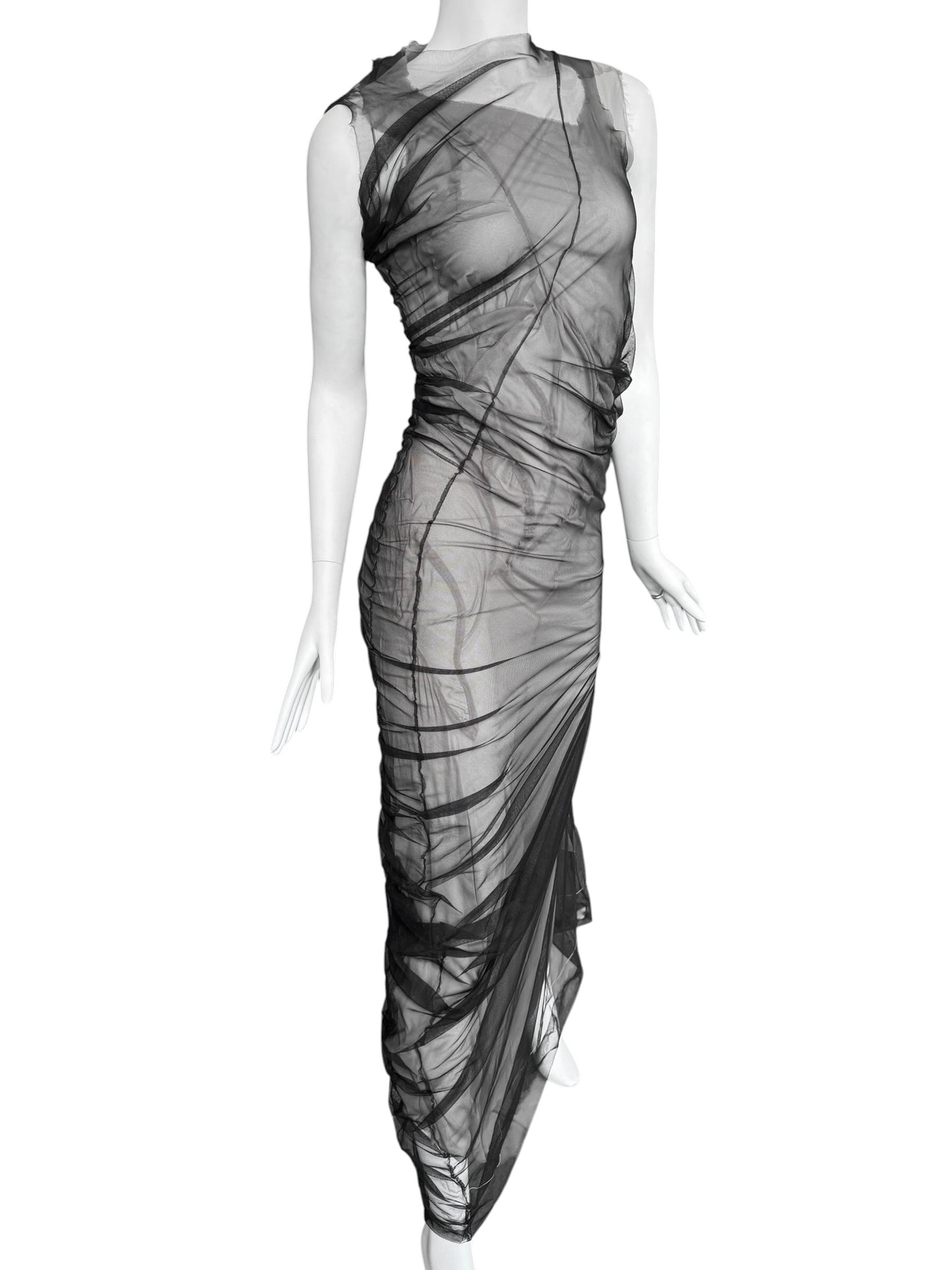 MAISON MARGIELA SS2021 BY JOHN GALLIANO BLACK & WHITE LAYERED DRAPÉ MAXI DRESS