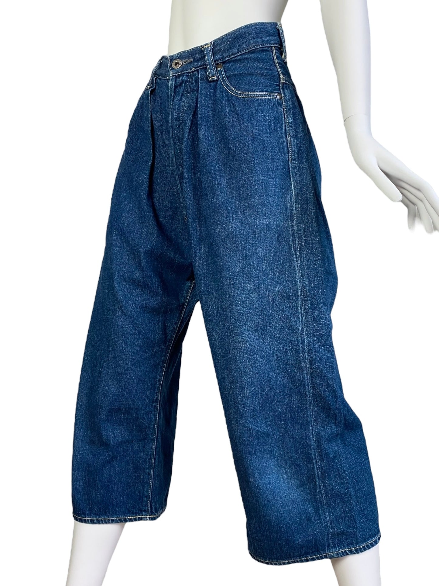 KAPITAL 2010s BLUE DENIM WIDE CAPRI PANTS