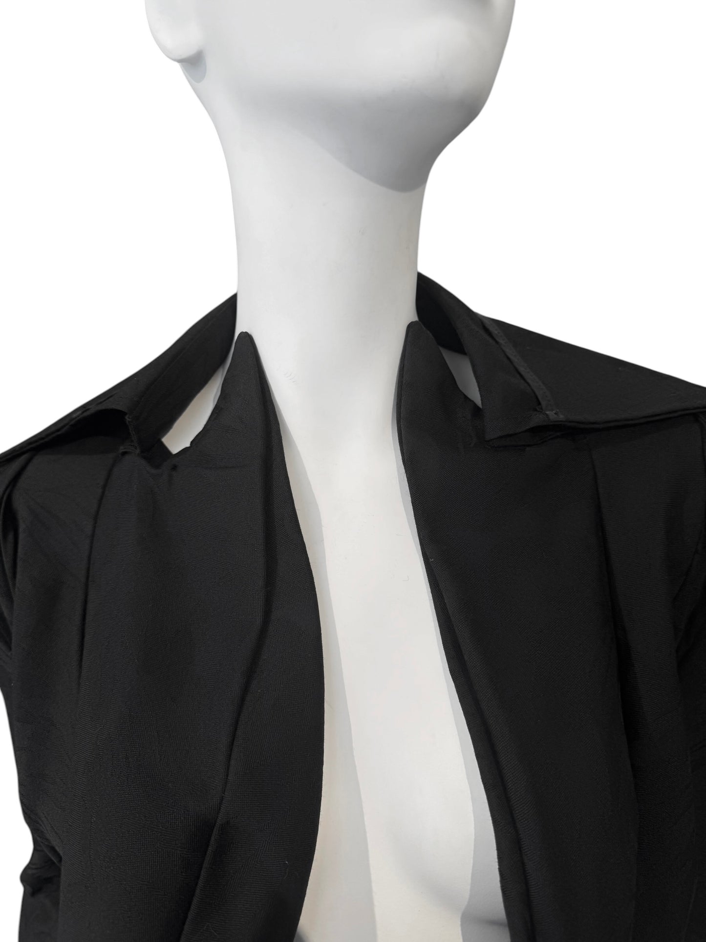 JUNYA WATANABE SS2007 BLACK WOOL JACQUARD VICTORIAN-INSPIRED COAT