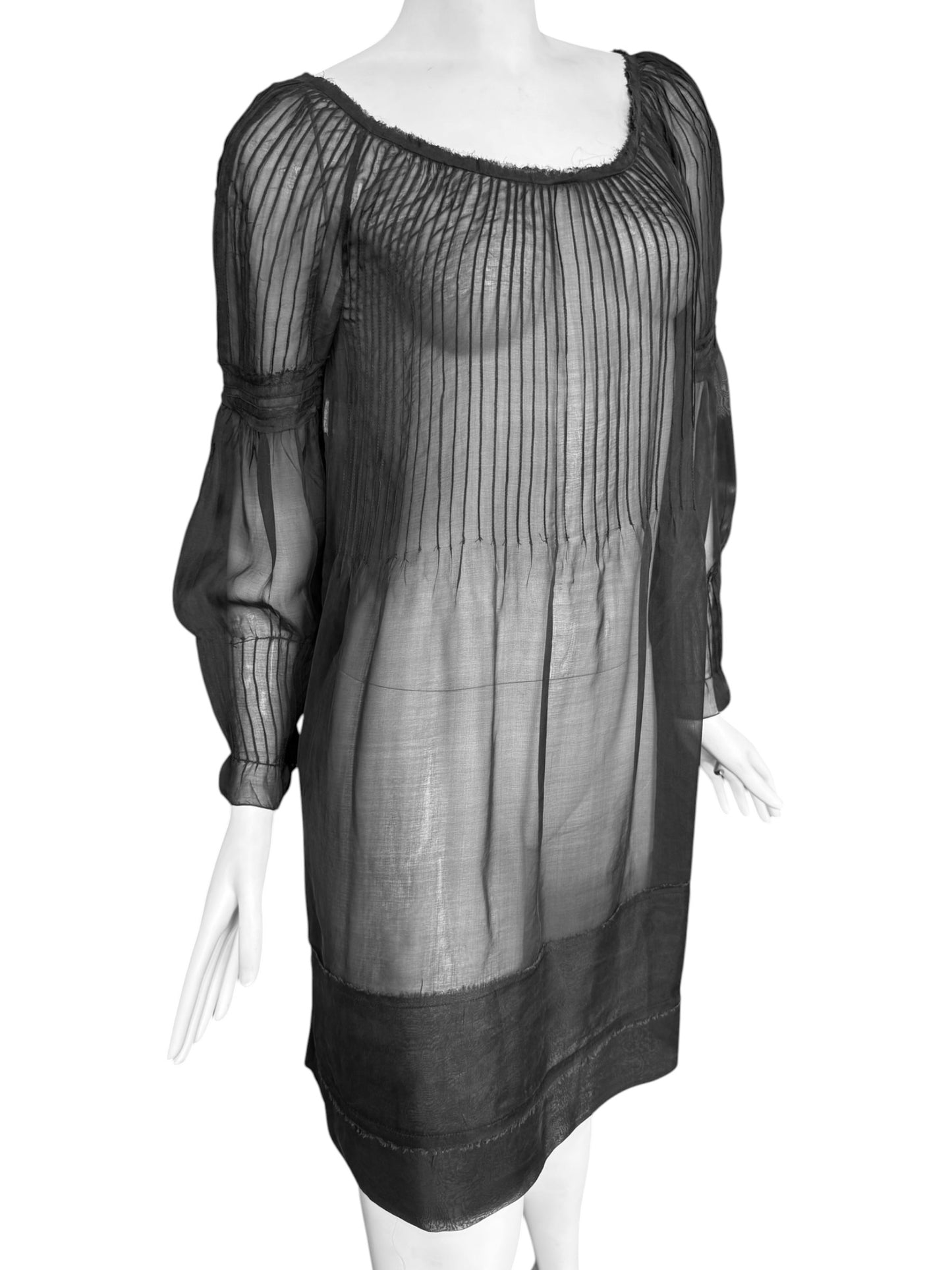 PHILOSOPHY DI ALBERTA FERRETTI 2000s BLACK SILK SHEER MINI DRESS