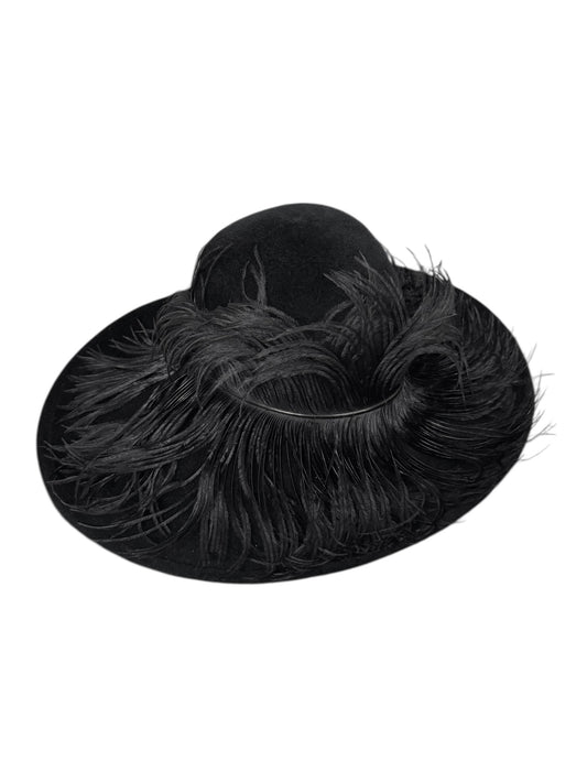PHILIP TREACY 2020s BLACK VELVET & OSTRICH FEATHERS HAT
