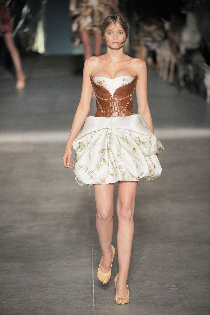 ALEXANDER MCQUEEN SS2009 «NATURAL DIS-TINCTION UN-NATURAL SELECTION» BLACK SILK BUSTIER MINI DRESS