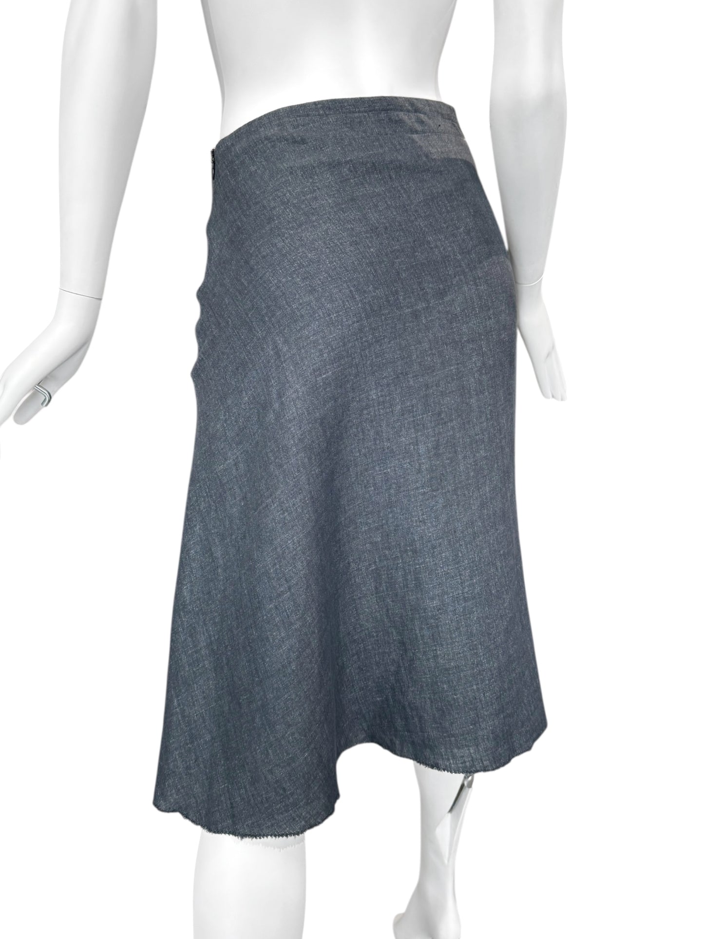 MARC LE BIHAN GREYISH BLUE DENIM MIDI SKIRT