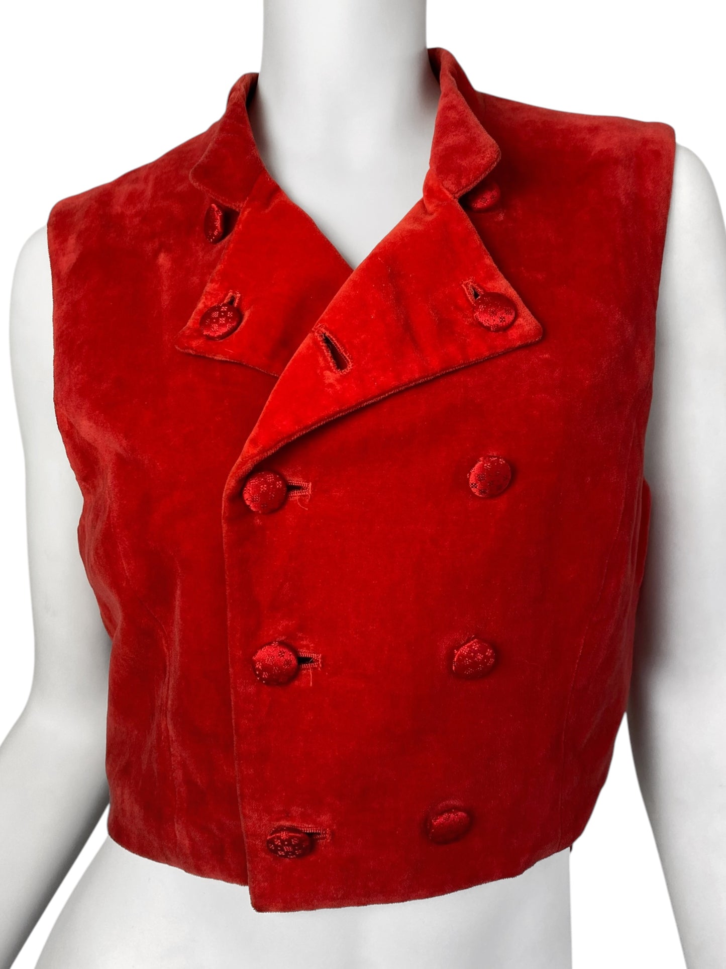 COMME DES GARÇONS FW1988 RED VELVET DOUBLE BREASTED WAISTCOAT