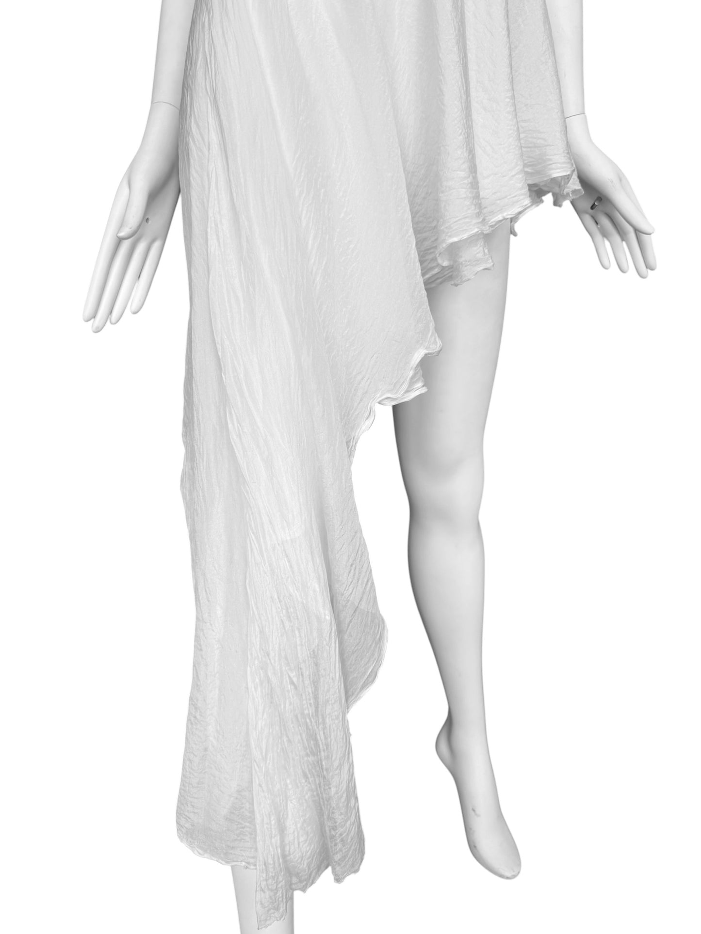 MARC LE BIHAN 2020s WHITE SILK ASYMMETRICAL TOP