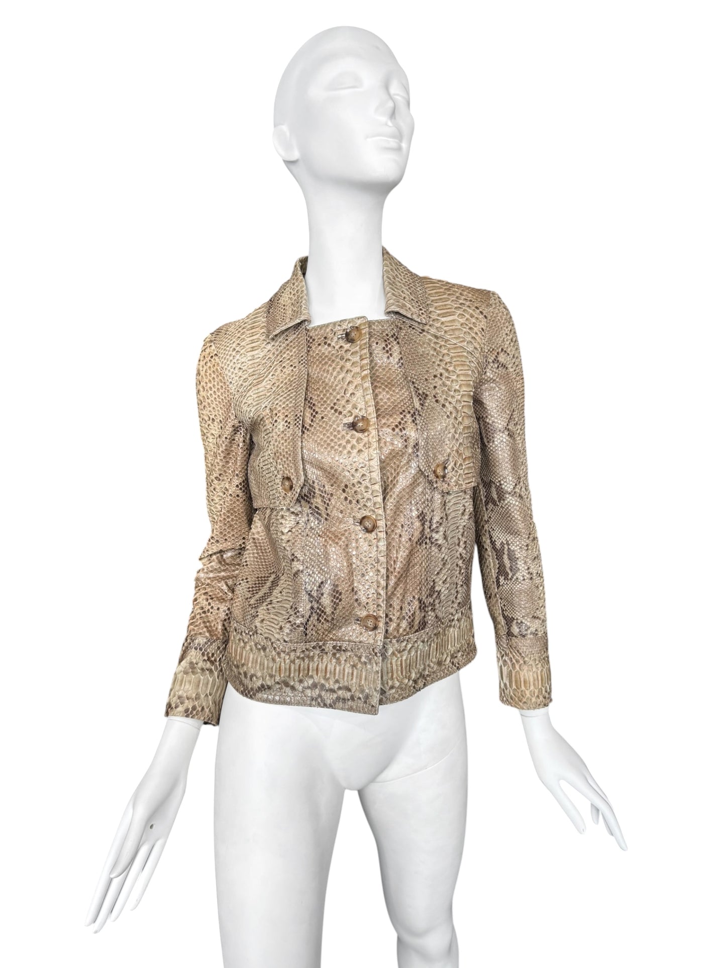 GUCCI RESORT 2011 BY FRIDAY GIANNINI BROWN PYTHON LEATHER JACKET