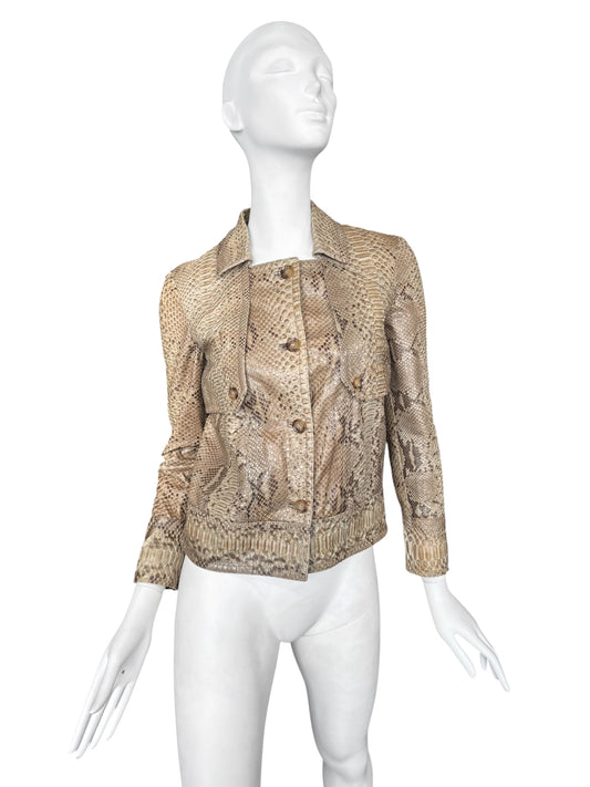 GUCCI RESORT 2011 BY FRIDA GIANNINI BROWN PYTHON LEATHER JACKET