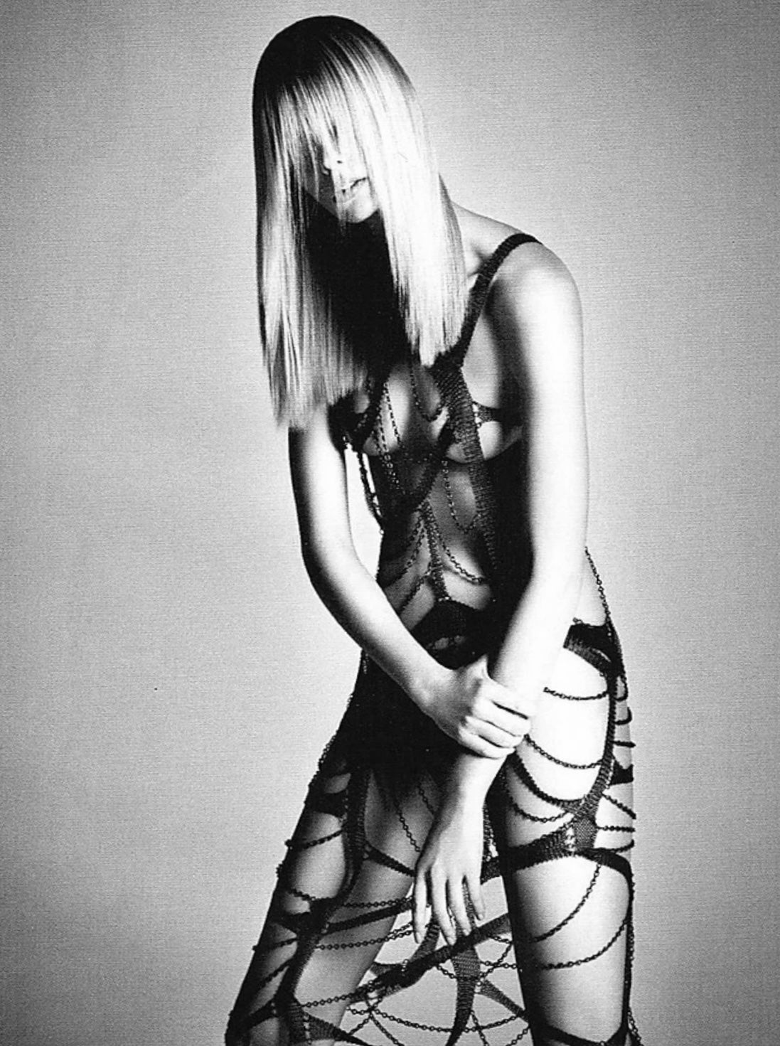 PLEIN SUD SS2001 BROWN CHAINS BONDAGE DRESS