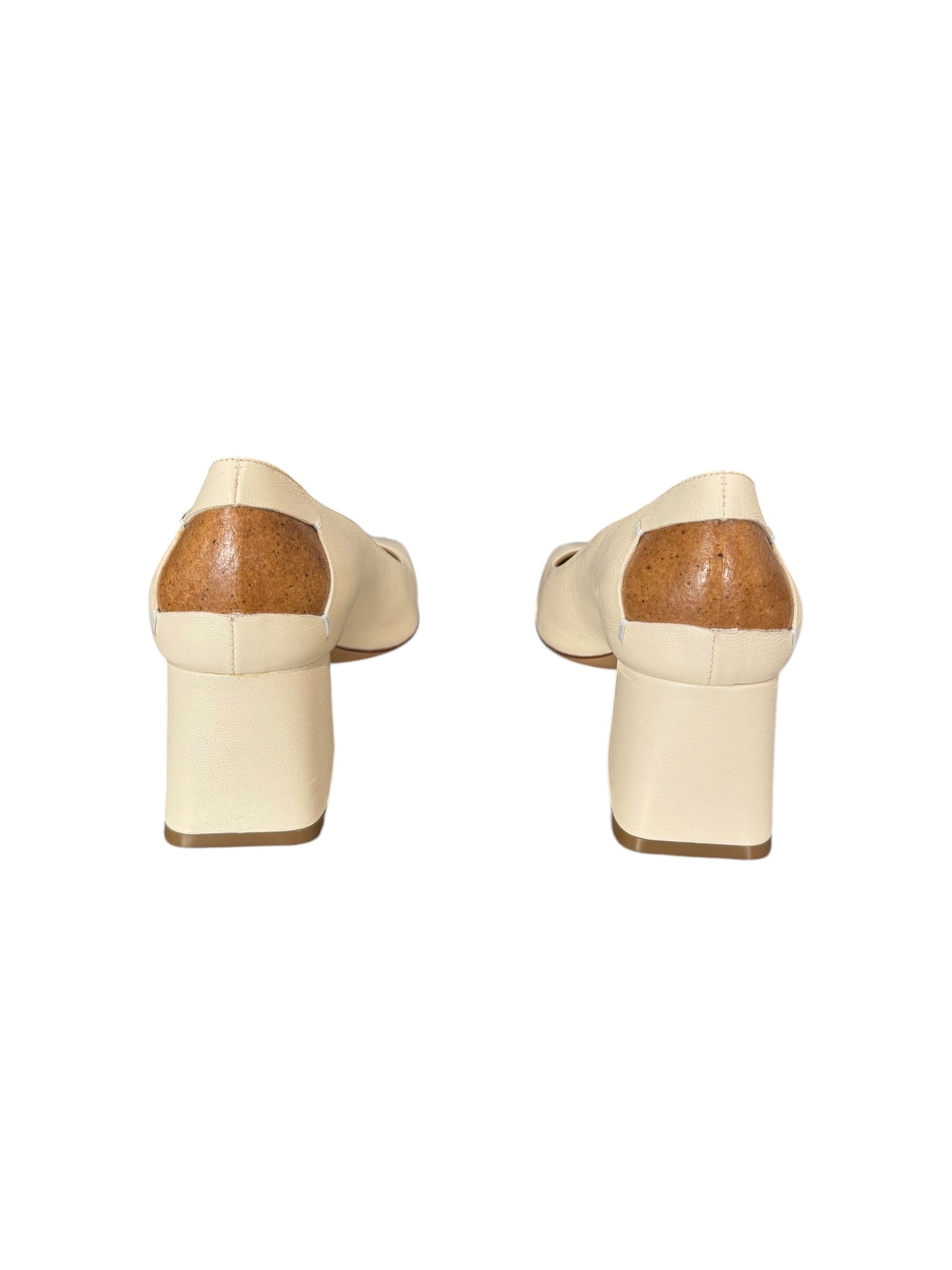 MAISON MARGIELA 2020s BY JOHN GALLIANO CREAM LEATHER ‘4 STITCHES’ HEELS