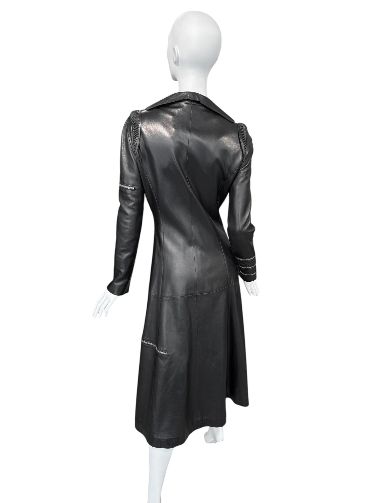 JITROIS 2000s BLACK LEATHER MULTI-ZIP COAT