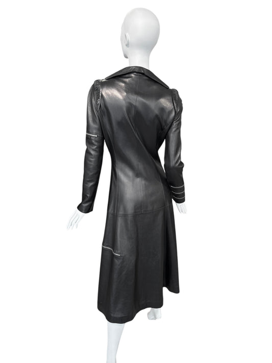 JITROIS 2000s BLACK LEATHER MULTI-ZIP COAT