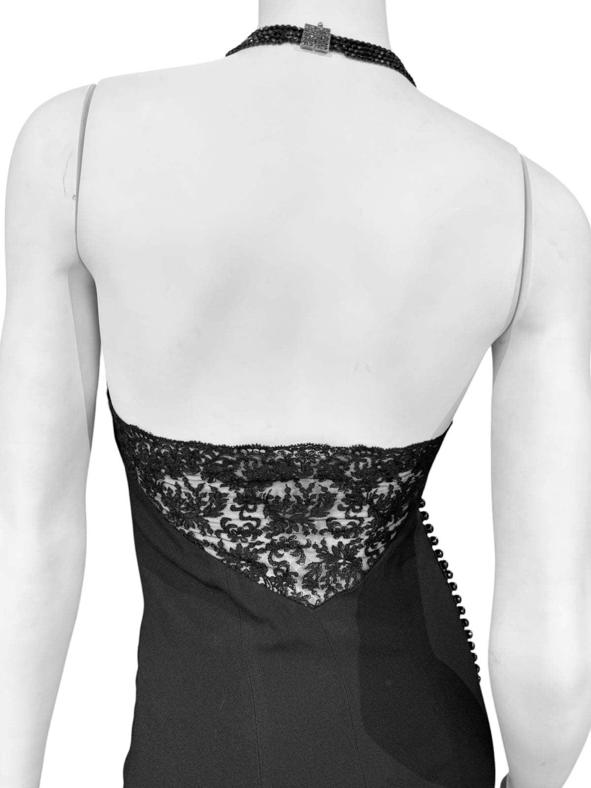 CHRISTIAN DIOR FW1997 BY JOHN GALLIANO BLACK LACE & BEADS MAXI DRESS