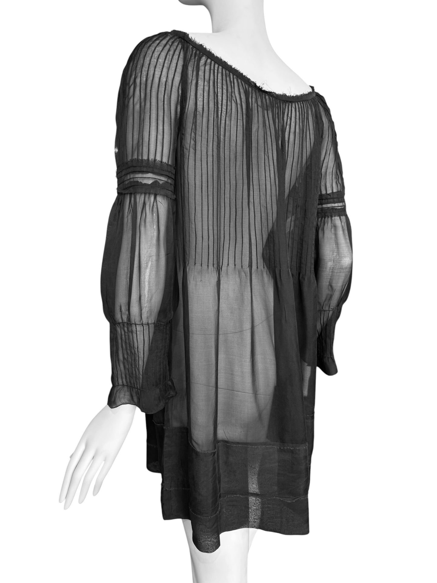 PHILOSOPHY DI ALBERTA FERRETTI 2000s BLACK SILK SHEER MINI DRESS