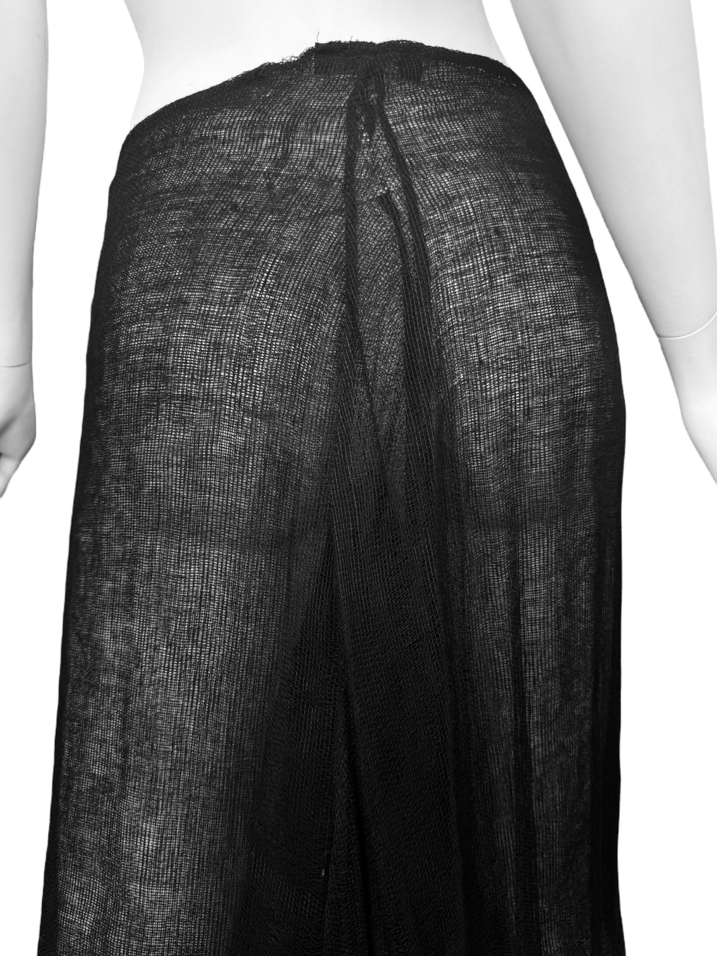 FAYÇAL AMOR SS1993 BLACK RAW JUTE MAXI SKIRT