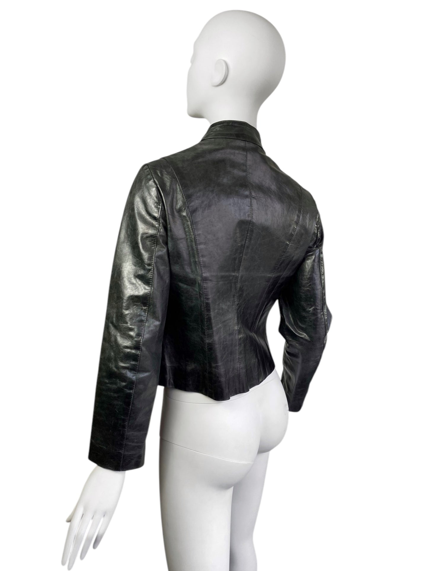 AVC 1990s DARK GREY PATENT LEATHER ZIP JACKET