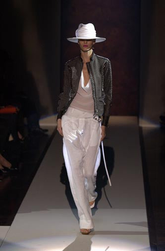 GIANFRANCO FERRE SS2004 DARK BROWN LEATHER GROMMET & STUD EMBELLISHED JACKET