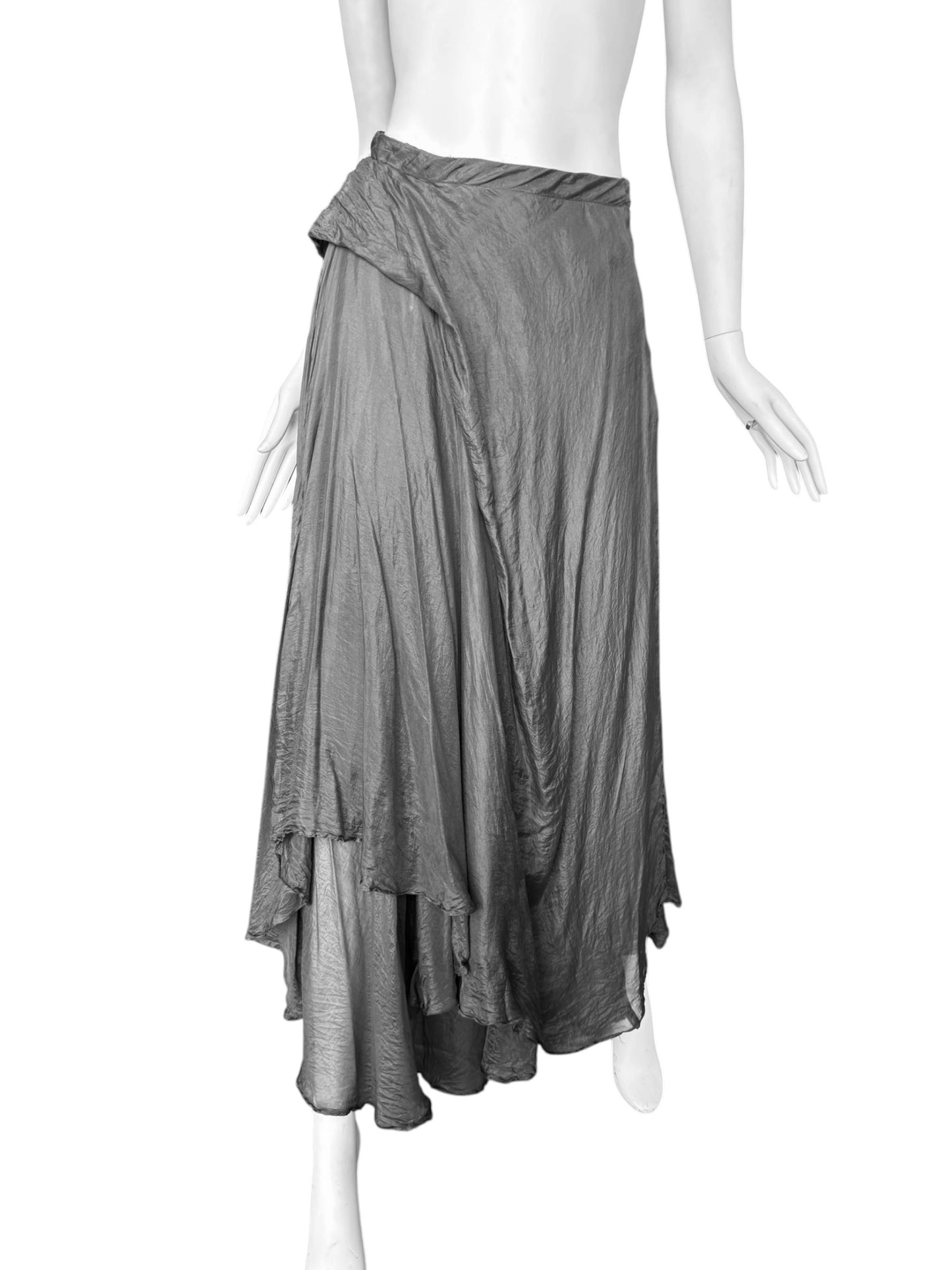 MARC LE BIHAN 2020s GREY SILK MAXI SKIRT