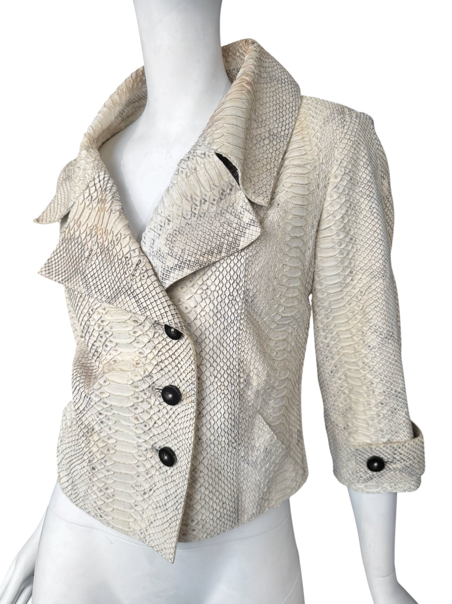 JITROIS 2000s CREAM PYTHON LEATHER JACKET