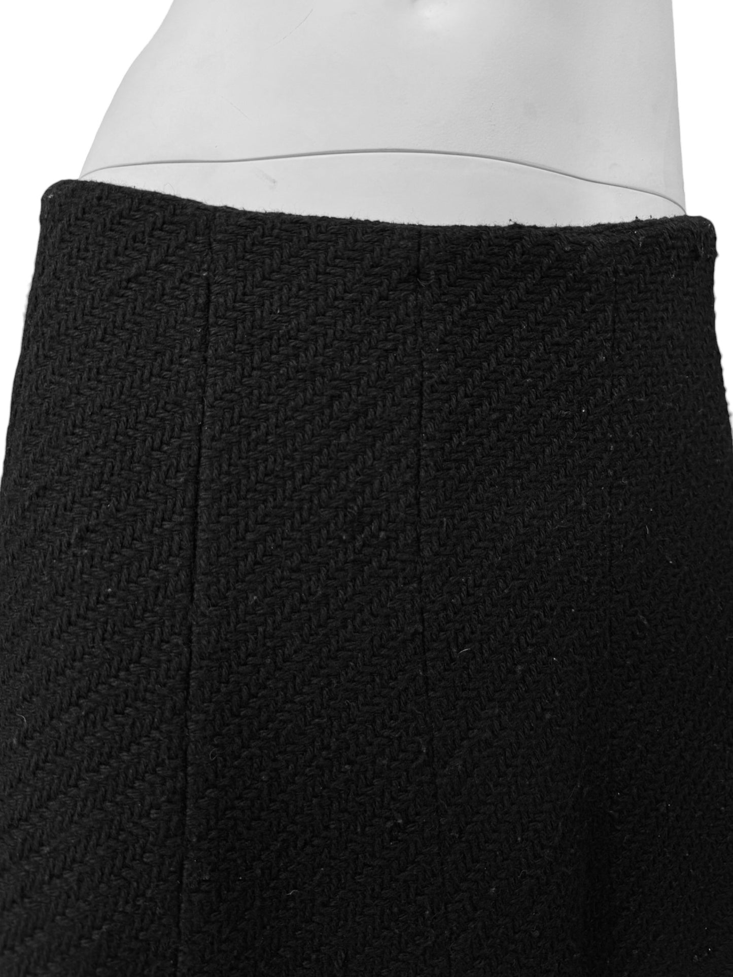 A.F. VANDEVORST 2000s BLACK KNIT RAW MIDI SKIRT