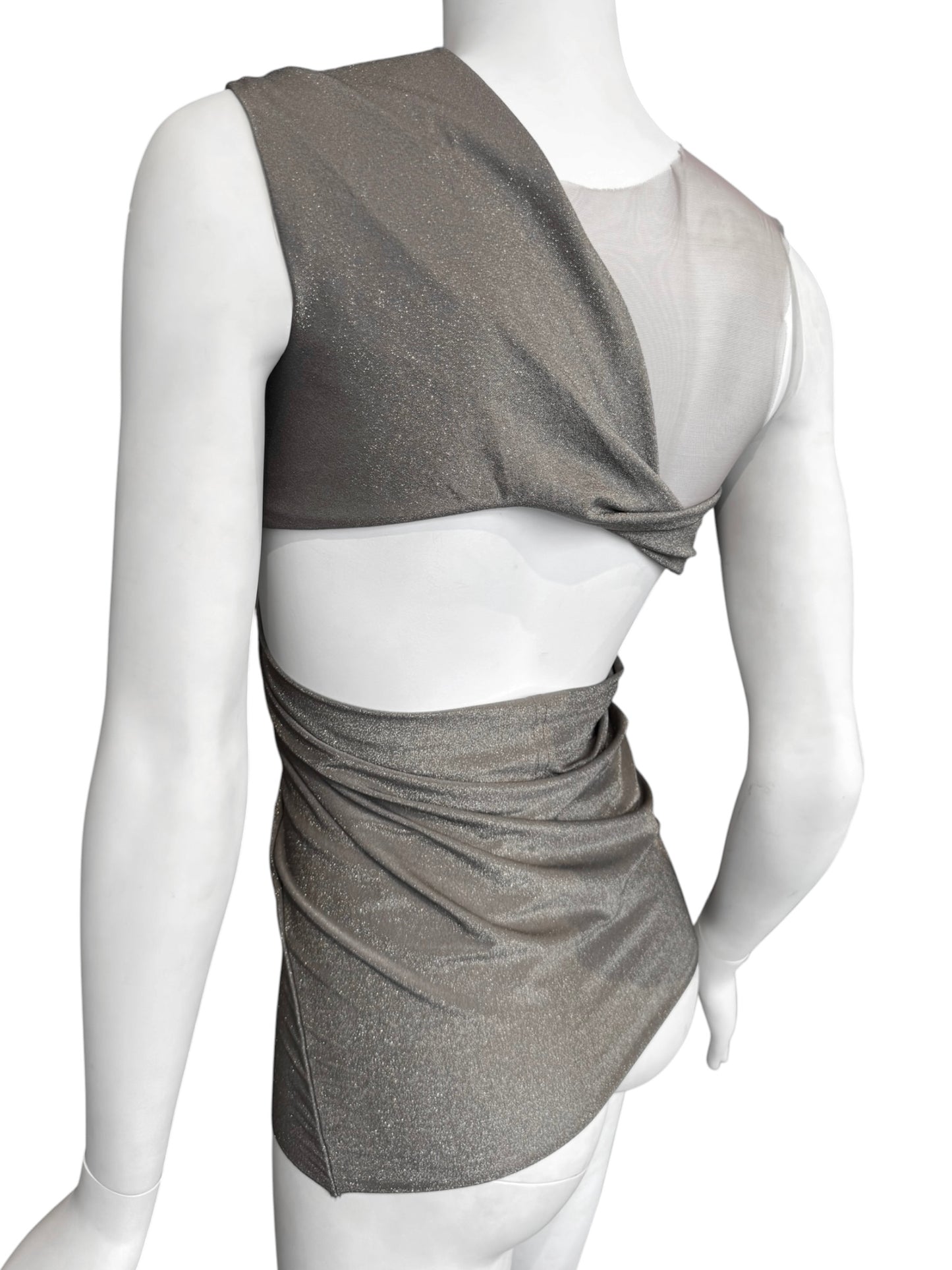 RICK OWENS LILIES 2020s GREY CUT OUT ASYMMETRICAL TANK TOP