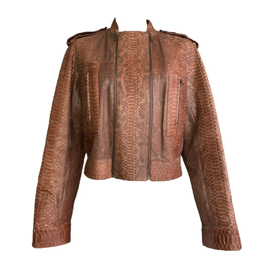 DIOR FW2001 BY GALLIANO BROWN PYTHON LEATHER JACKET