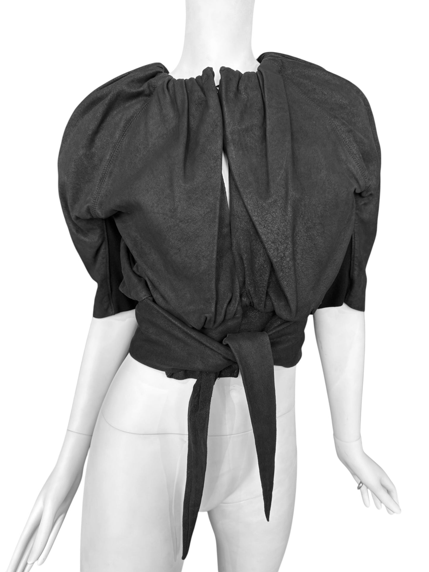 RICK OWENS SS2009 «STRUTTER» BLACK LEATHER BUBBLE JACKET