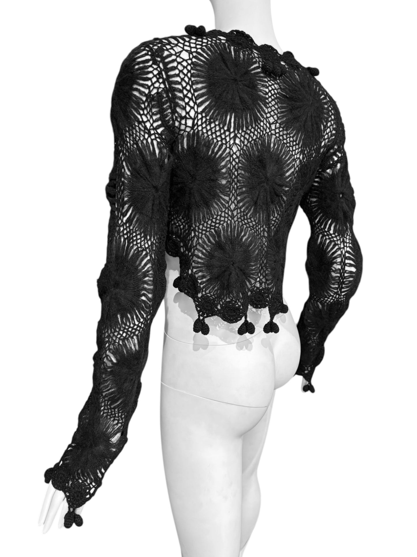 JOHN GALLIANO 2000s BLACK MOHAIR CROCHET CARDIGAN