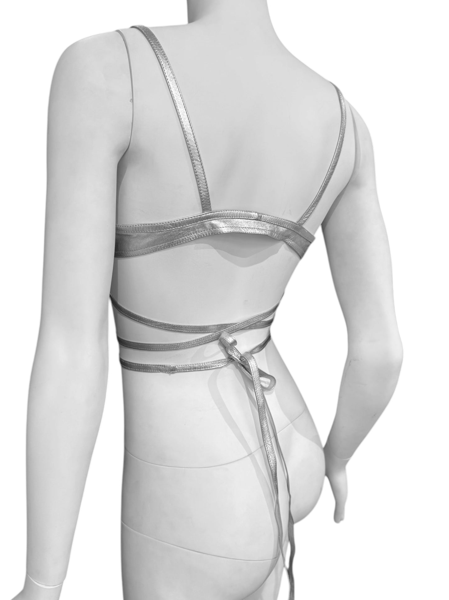 PLEIN SUD SS1995 SILVER LEATHER BRA