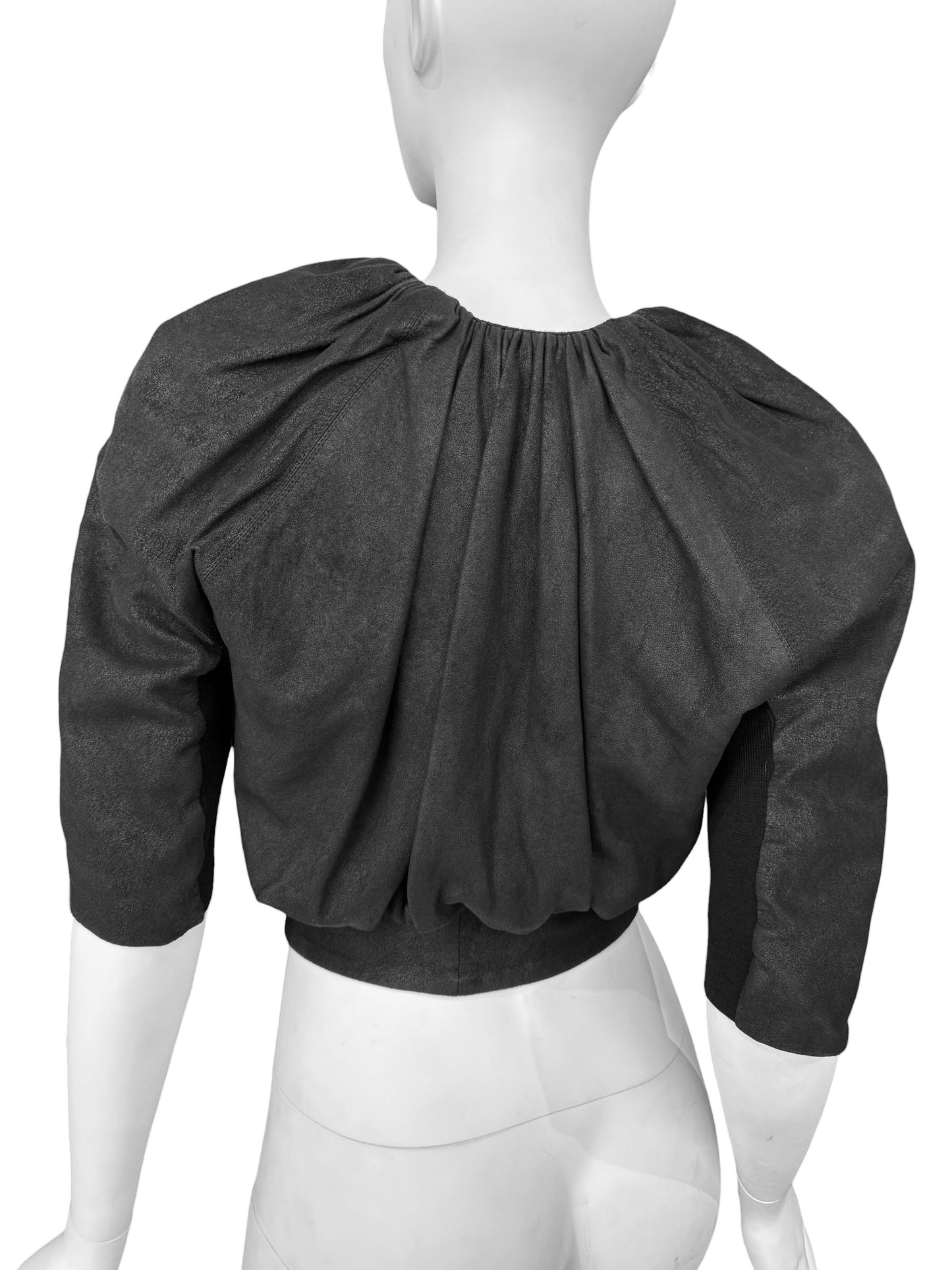 RICK OWENS SS2009 «STRUTTER» BLACK LEATHER BUBBLE JACKET