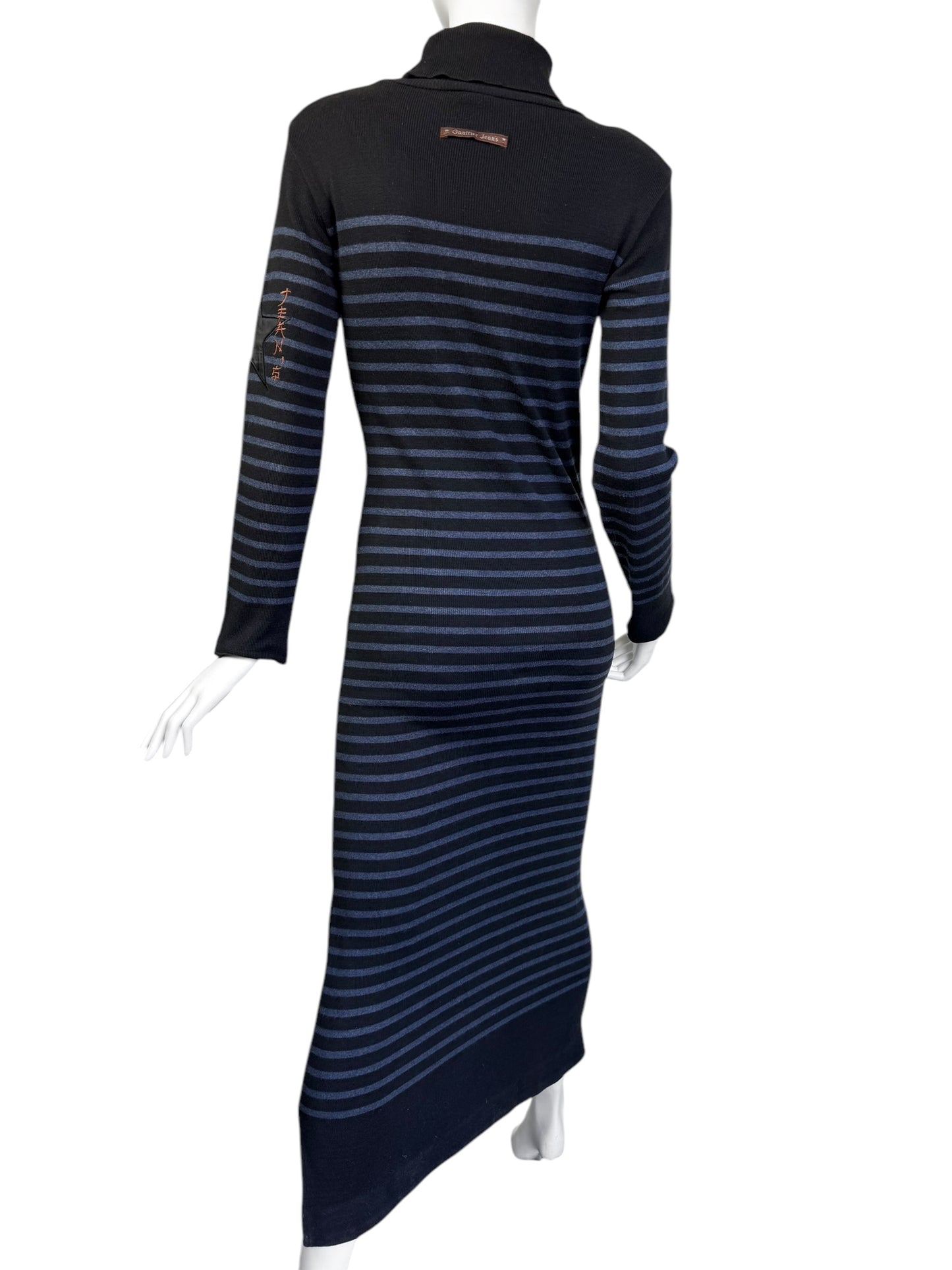 JEAN PAUL GAULTIER 1990s BLACK & BLUE STRIPED SAILOR MAXI DRESS