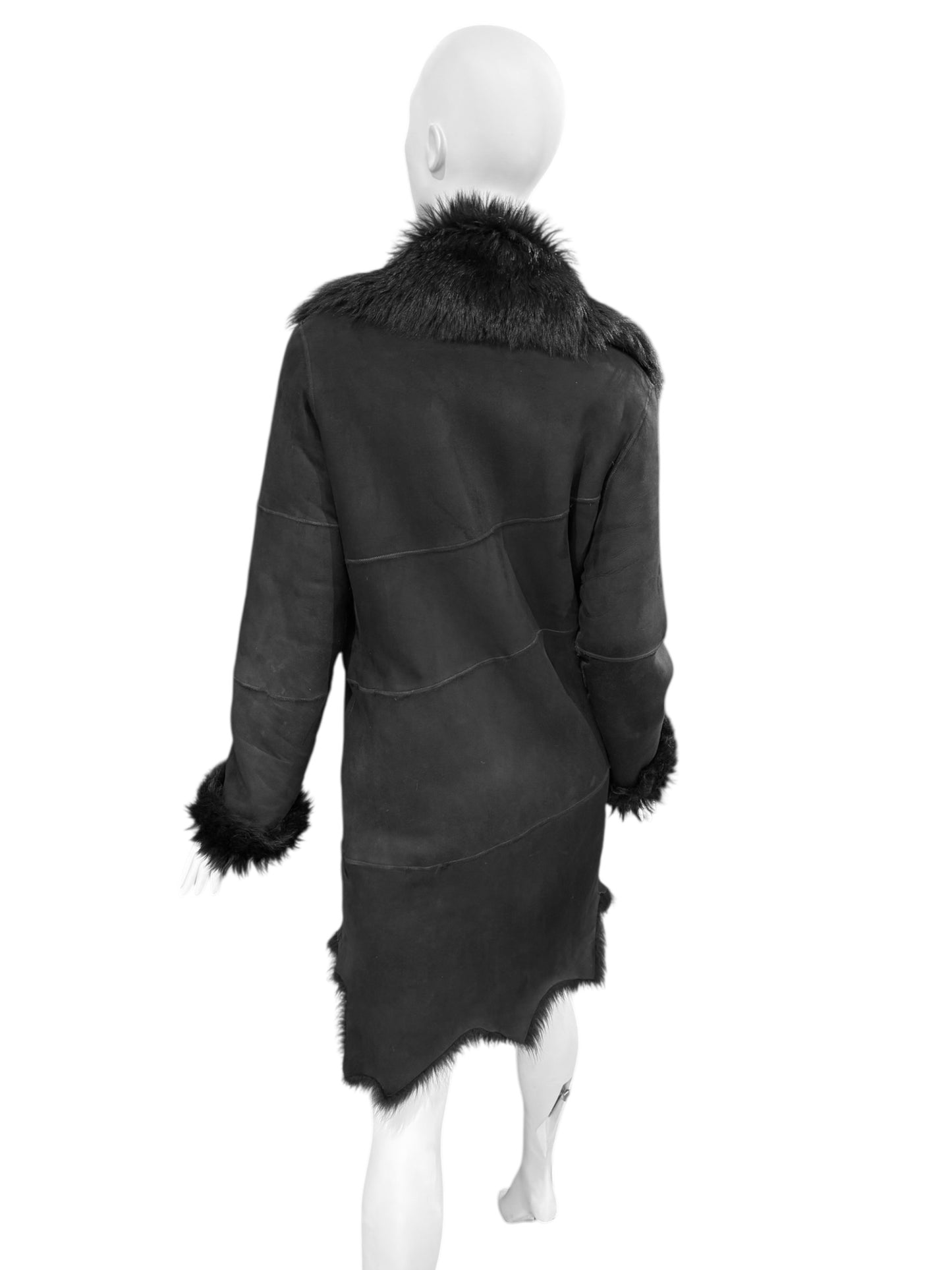 PLEIN SUD 2000s BLACK SHEEPSKIN COAT