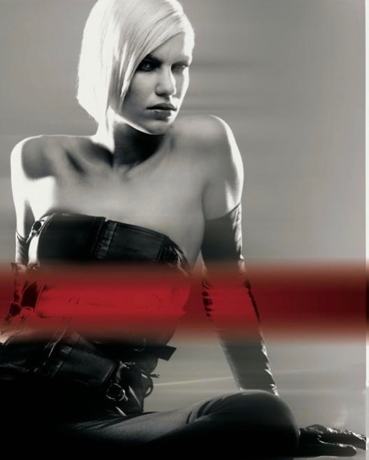 PLEIN SUD FW2001 BROWN LEATHER BONDAGE CORSET TOP